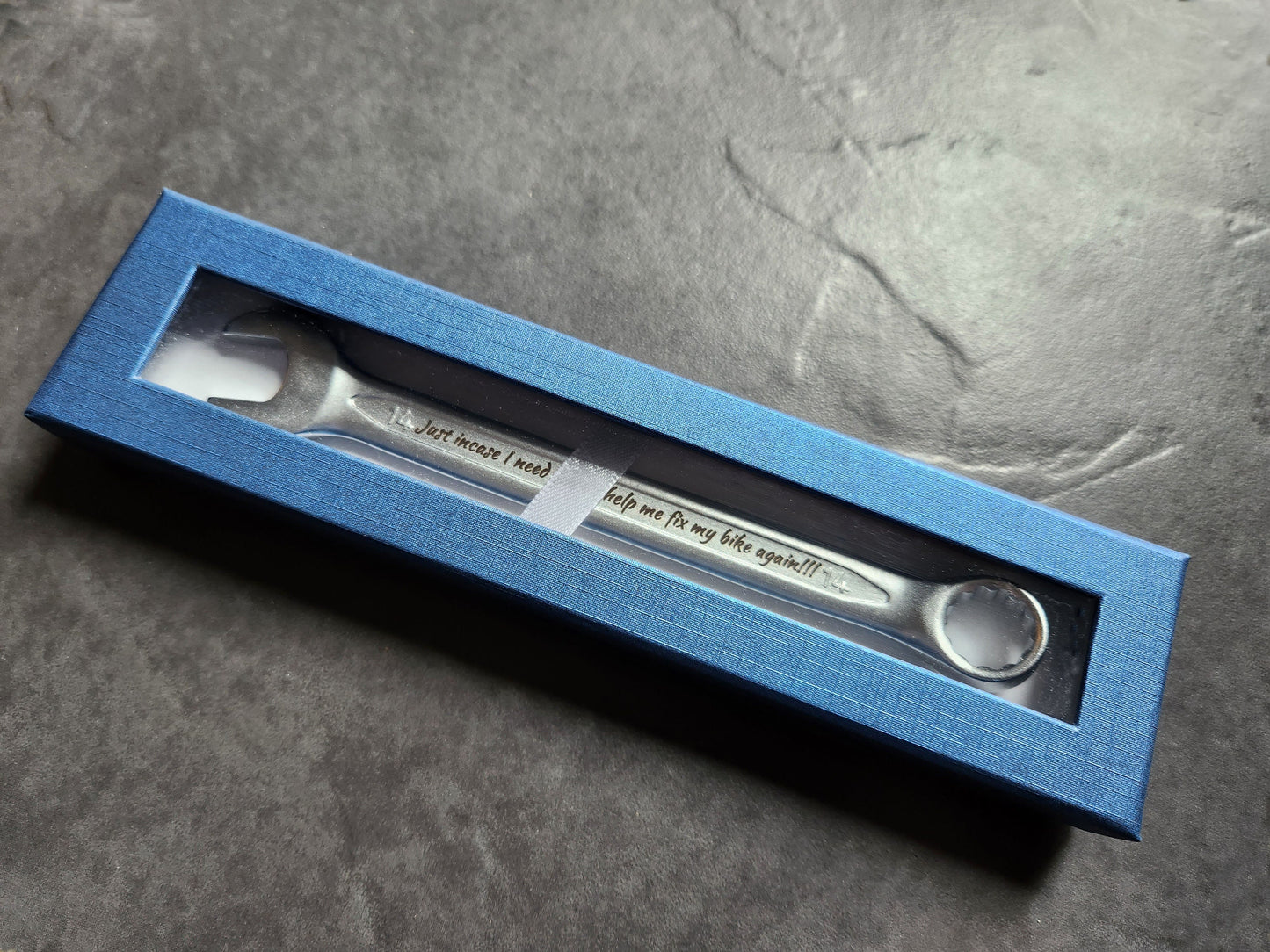 Personalised Engraved Combination Steel Spanner Key - Unique Birthday, Anniversary, Retirement, Wedding, Graduation, Christmas Gift Idea