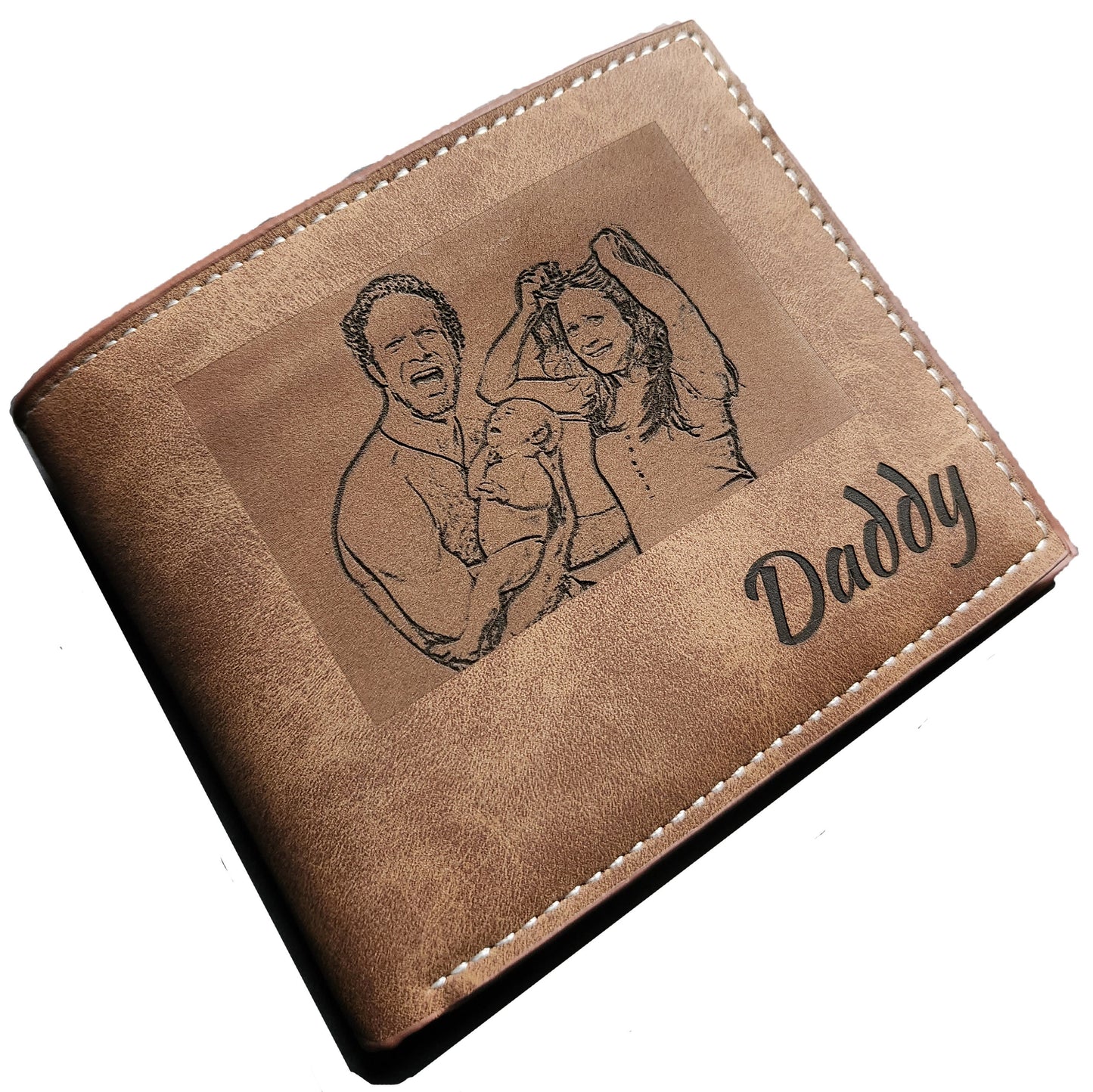 Personalised Photo Wallet With Coin Pocket Best Gift for Men Dad Daddy Grandad Husband Boyfriend Birthday Anniversary Vegan Leather