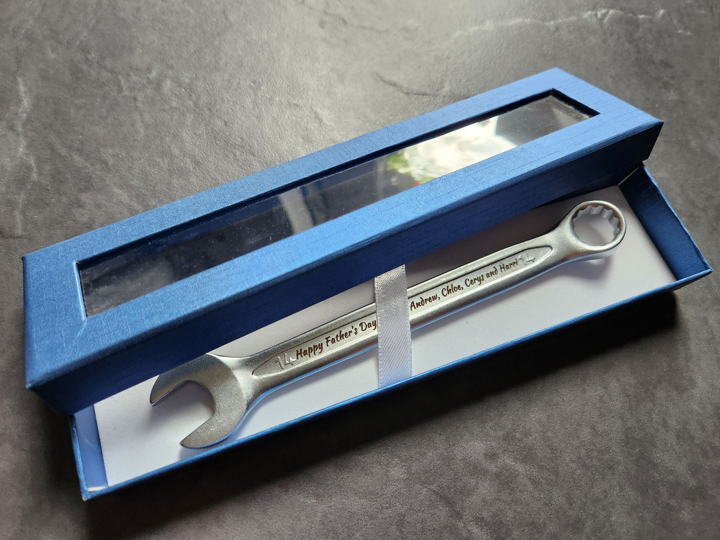 Personalised Engraved Combination Steel Spanner Key - Unique Birthday, Anniversary, Retirement, Wedding, Graduation, Christmas Gift Idea