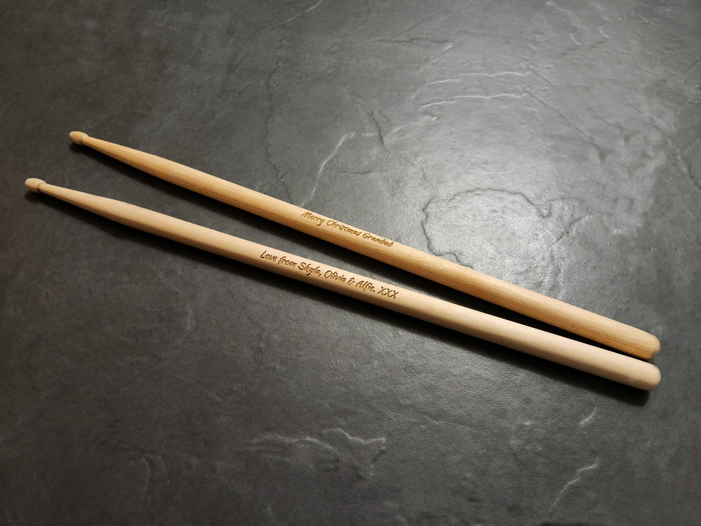 Personalised Laser Engraved Custom Drum Sticks 5A Size - Classic Maple Wood DrumSticks - Drumming Gifts - Custom Gift Musician