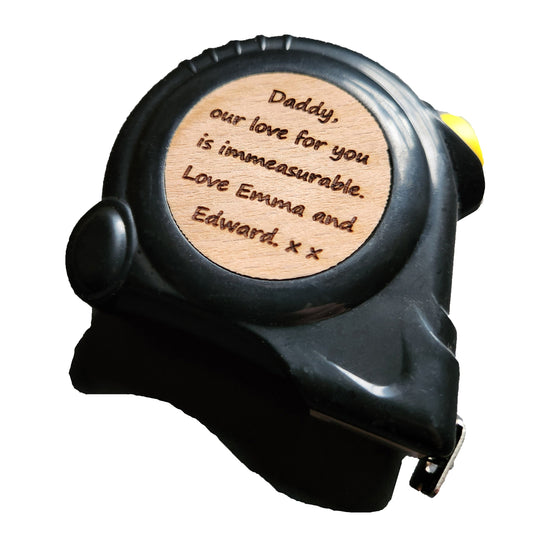 Personalised Laser Engraved Measuring Tape, Hammer & Pencil Father Custom Birthday Gift