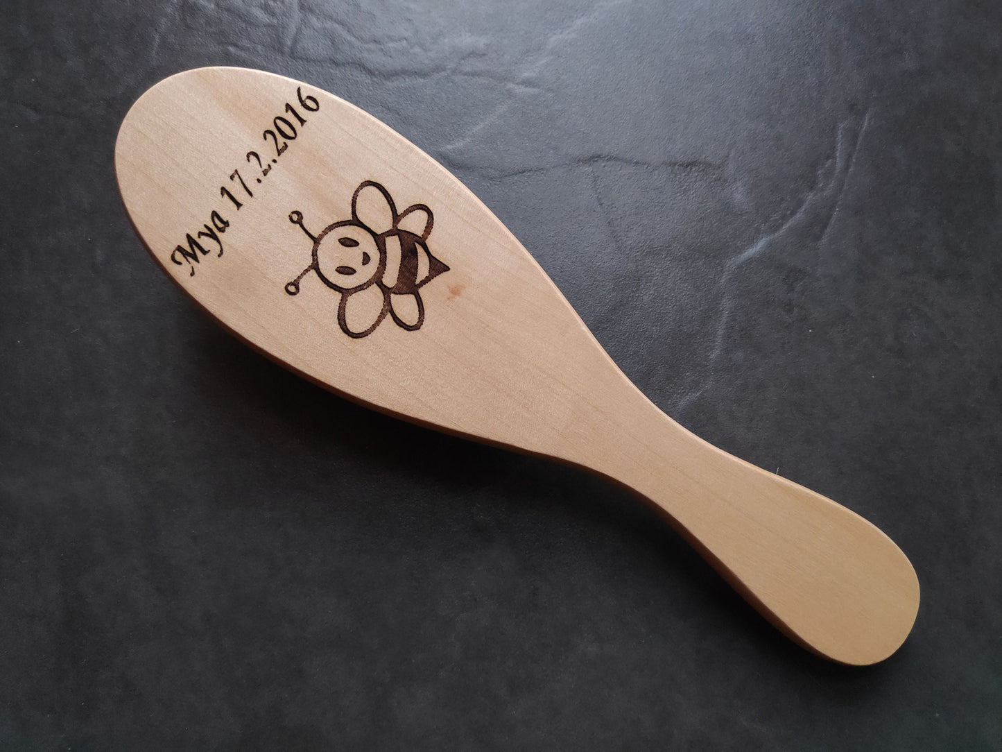 Laser Engraved Personalised Wooden Hair Brush Comb Baby Shower Gift Unicorn