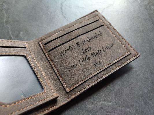 Personalized Custom Laser Engraved Photo Wallet Best Gift - Daddy, Grandad, Husband, Boyfriend, Uncle, Birthday, Wedding, Anniversary Gift