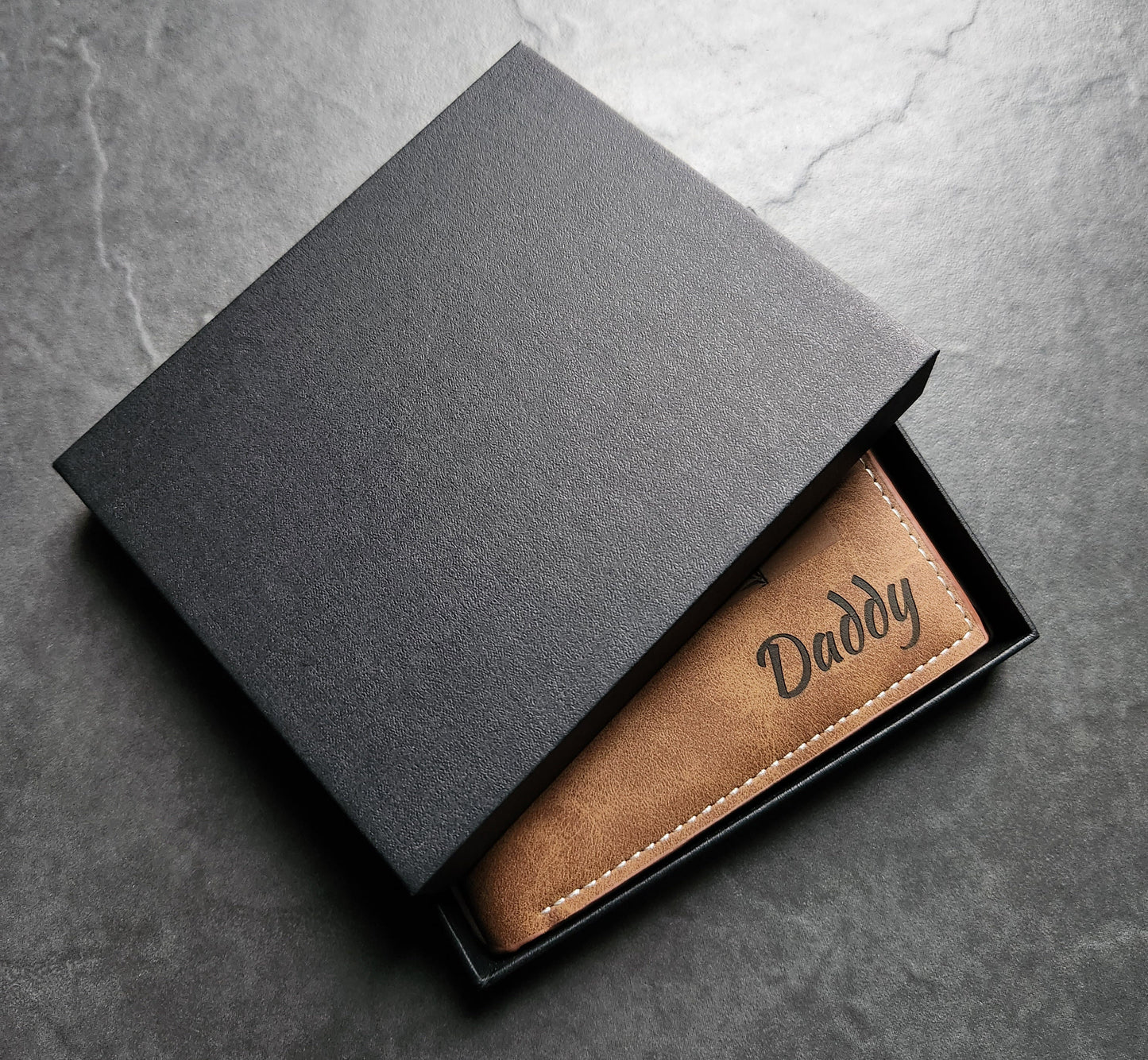 Personalised Photo Wallet With Coin Pocket Best Gift for Men Dad Daddy Grandad Husband Boyfriend Birthday Anniversary Vegan Leather