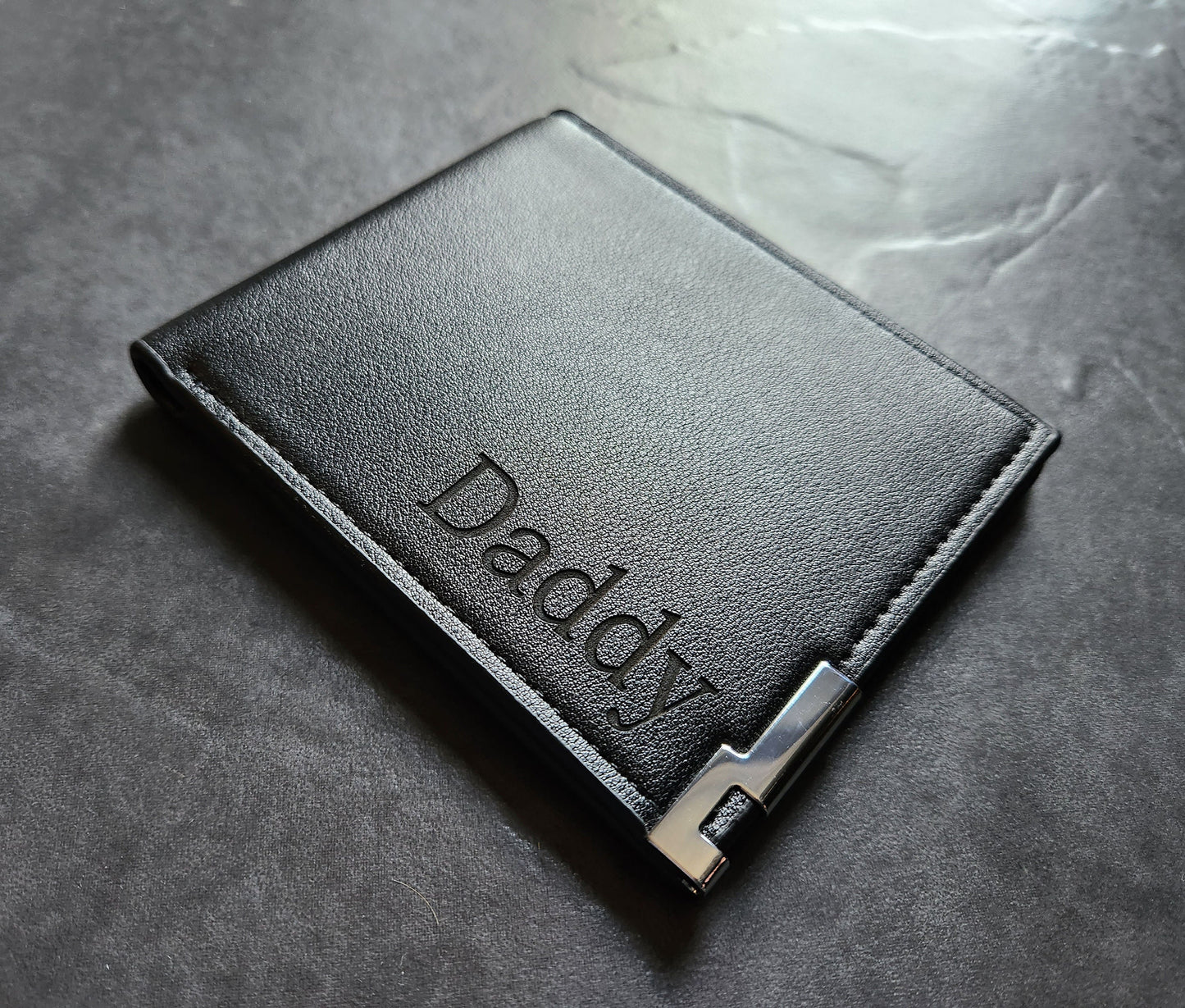 Personalized Custom Engraved Black Leather PU Wallet - Fathers Day, Grandad, Grumps, Daddy, Dad, Birthday, Anniversary Unique Gift