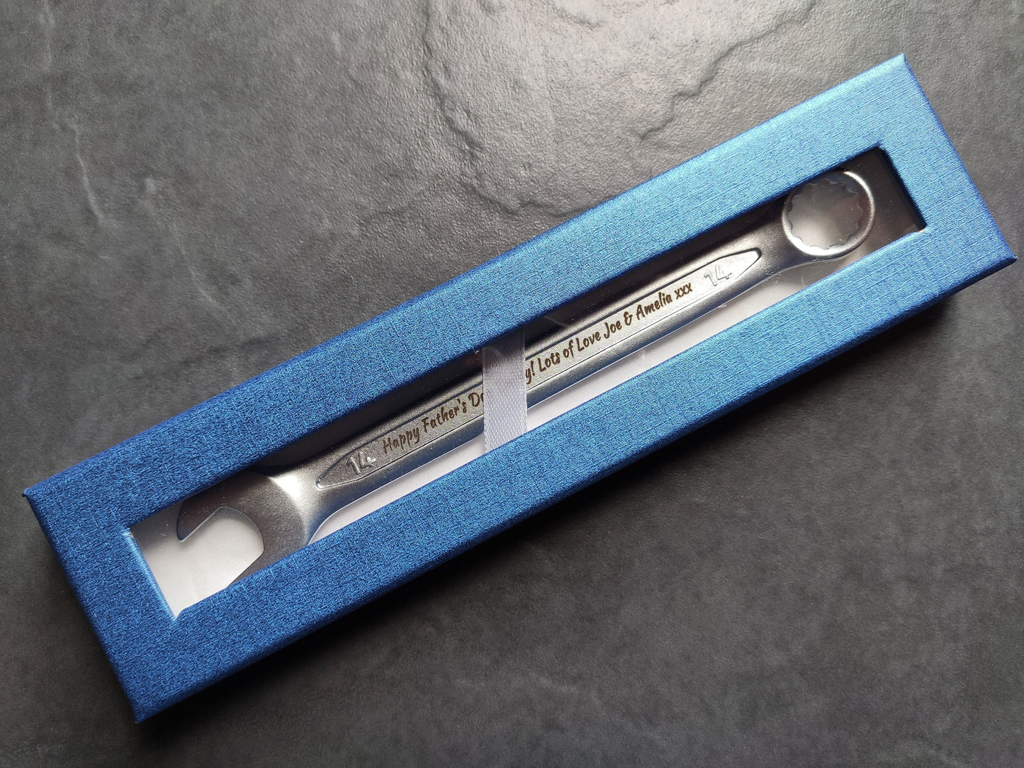 Personalised Engraved Combination Steel Spanner Key - Unique Birthday, Anniversary, Retirement, Wedding, Graduation, Christmas Gift Idea