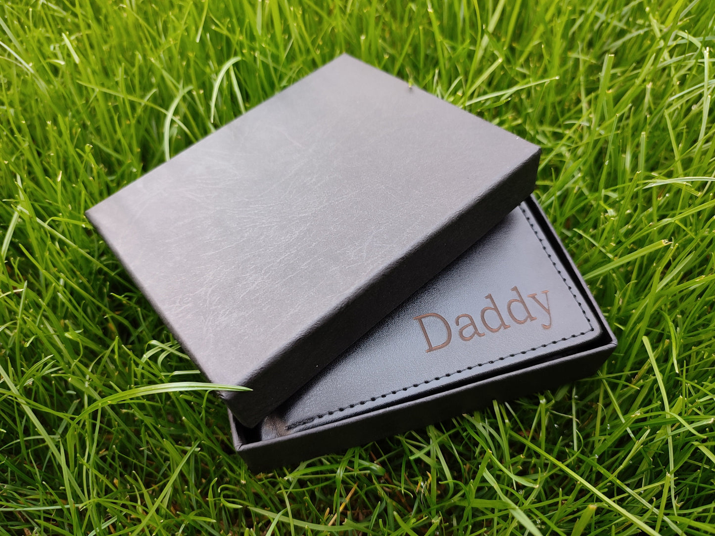 Personalised Laser Engraved Black PU Leather Wallet For Men - Best Custom Gift
