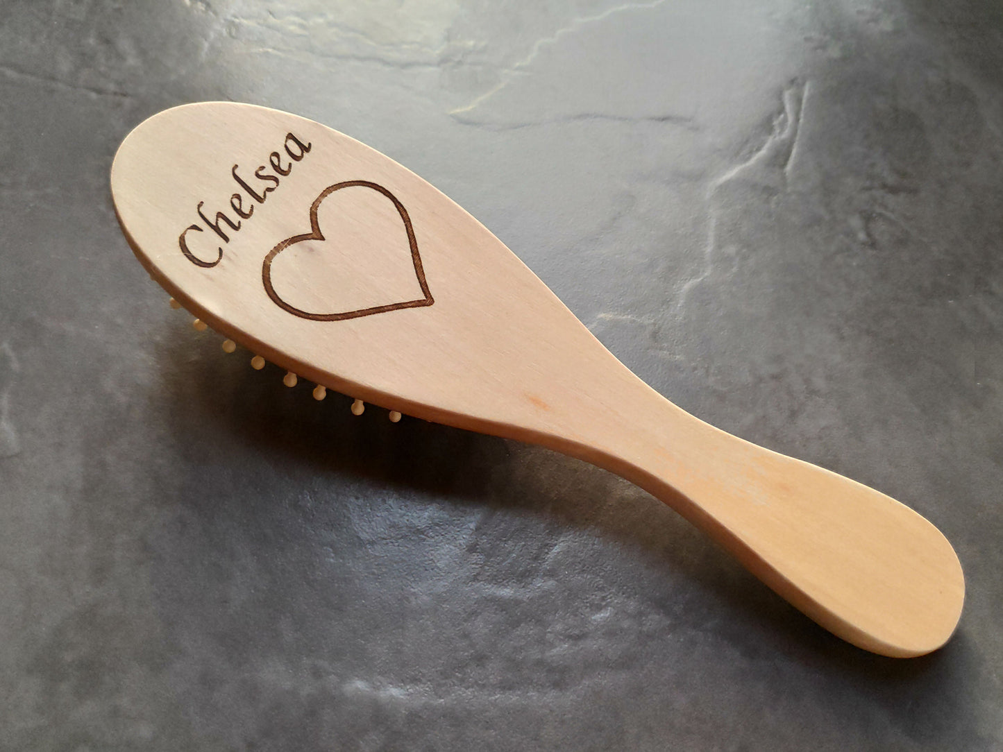 Laser Engraved Personalised Wooden Hair Brush Comb Baby Shower Gift Unicorn