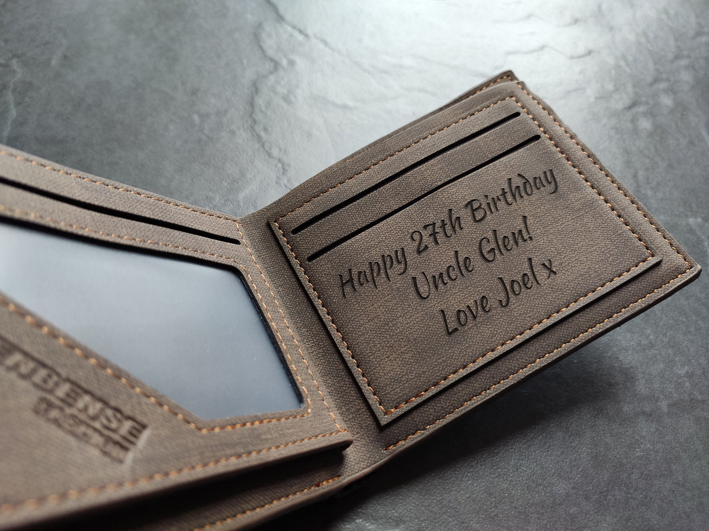 Personalized Custom Laser Engraved Photo Wallet Best Gift - Daddy, Grandad, Husband, Boyfriend, Uncle, Birthday, Wedding, Anniversary Gift