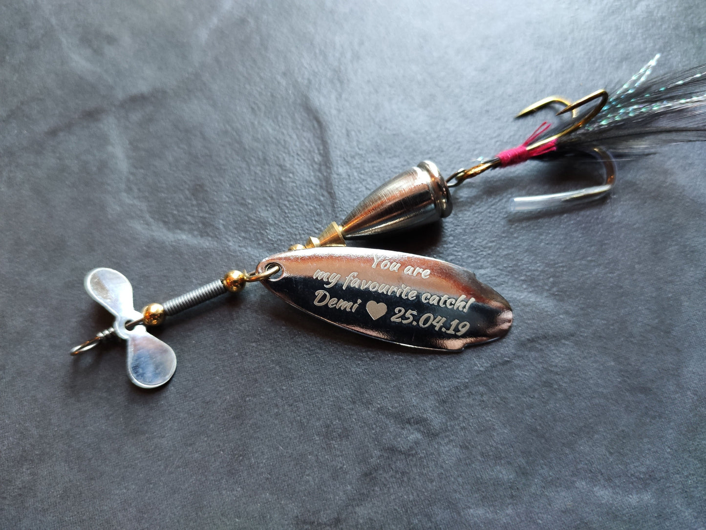 Personalised Laser Engraved Custom Text fishing spoon spinner Lure metal fishing bait