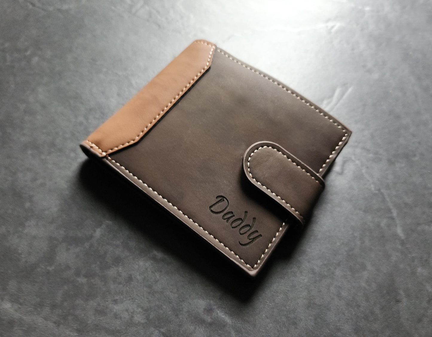 Personalized Laser Engraved Trifold Wallet: Custom Photo & Message