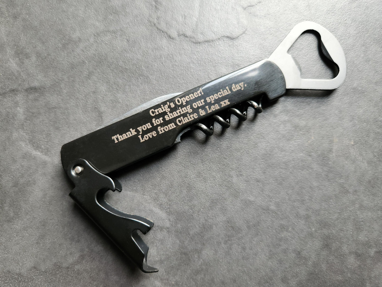 Personalised Engraved 4 in1 Stainless Steel Wine Beer Bottle Opener Corkscrew Multifunction Portable Wine Opener