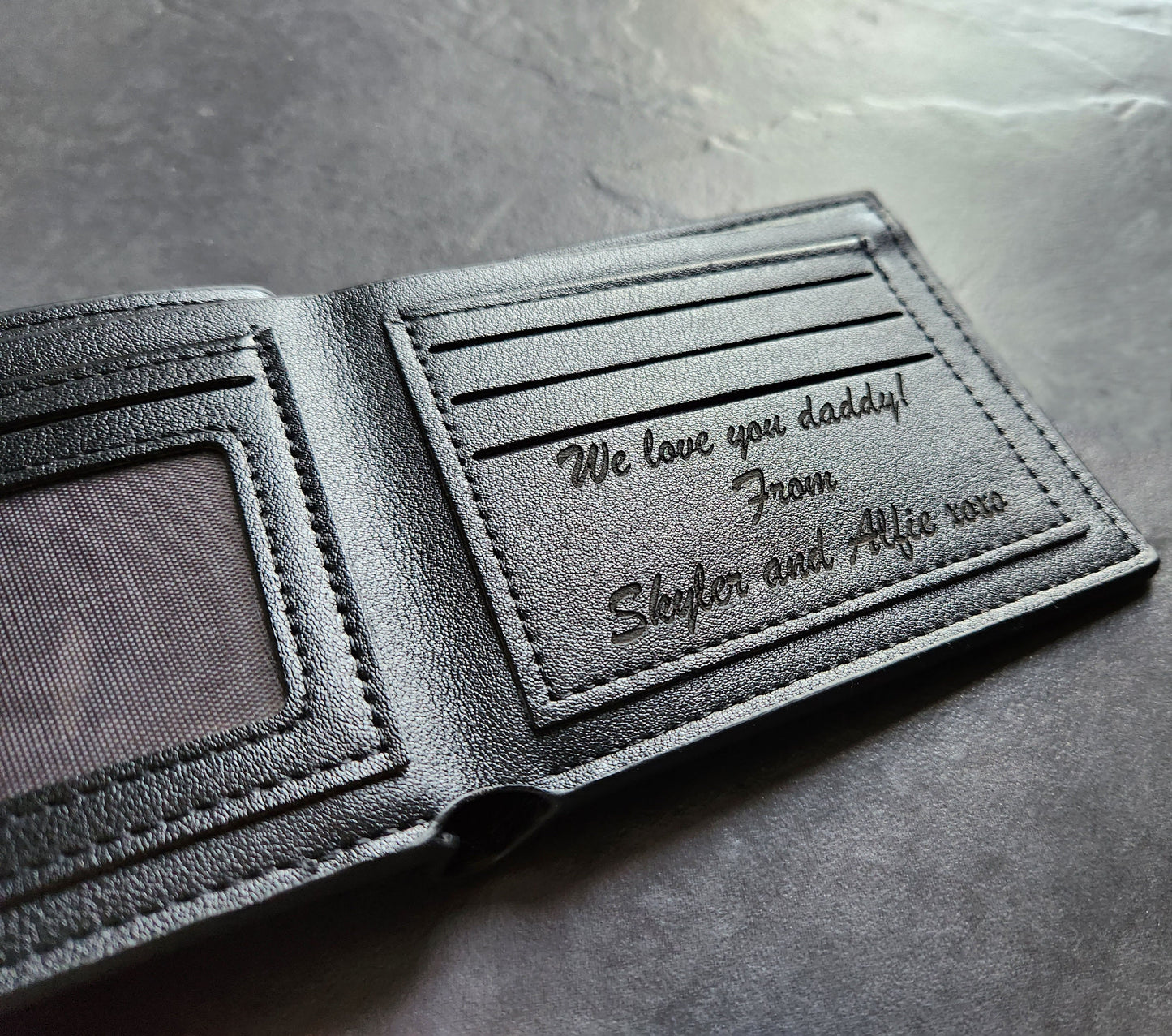 Personalised Engraved Men Custom Real Wallet Dad Grandad Surprise Gift Daddy Uncle Son - Birthday, Fathers Day, Retirement, Anniversary Gift