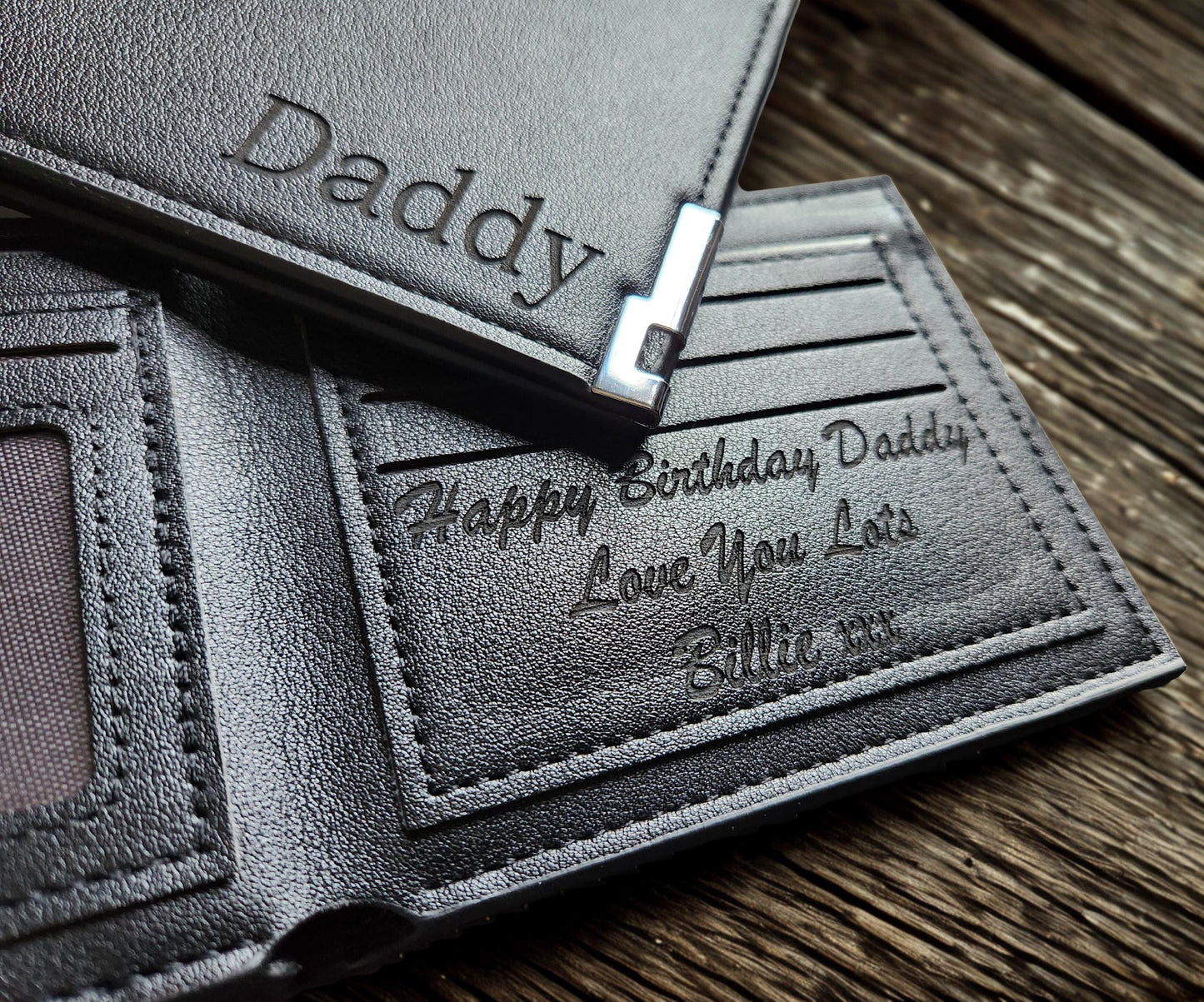 Personalised Engraved Men Custom Real Wallet Dad Grandad Surprise Gift Daddy Uncle Son - Birthday, Fathers Day, Retirement, Anniversary Gift