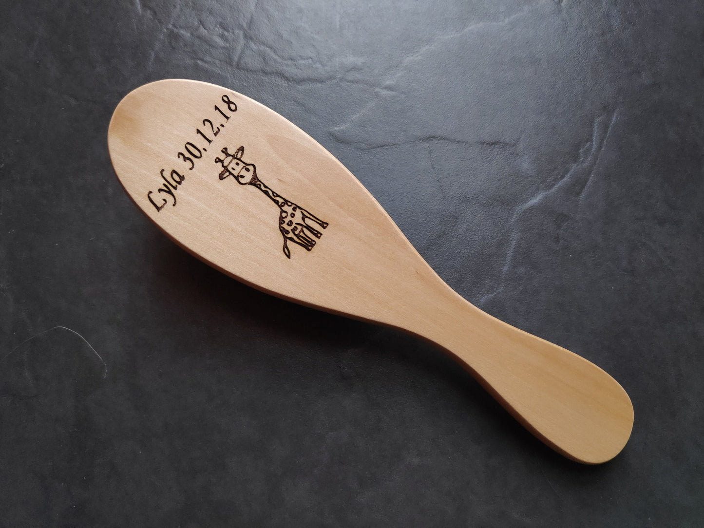 Laser Engraved Personalised Wooden Hair Brush Comb Baby Shower Gift Unicorn