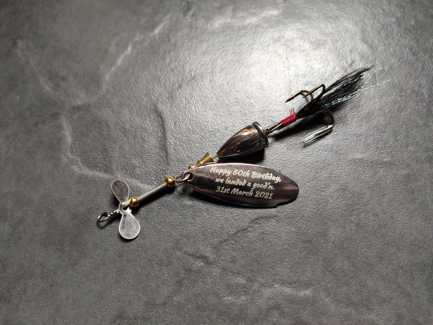 Personalised Laser Engraved Custom Text fishing spoon spinner Lure metal fishing bait