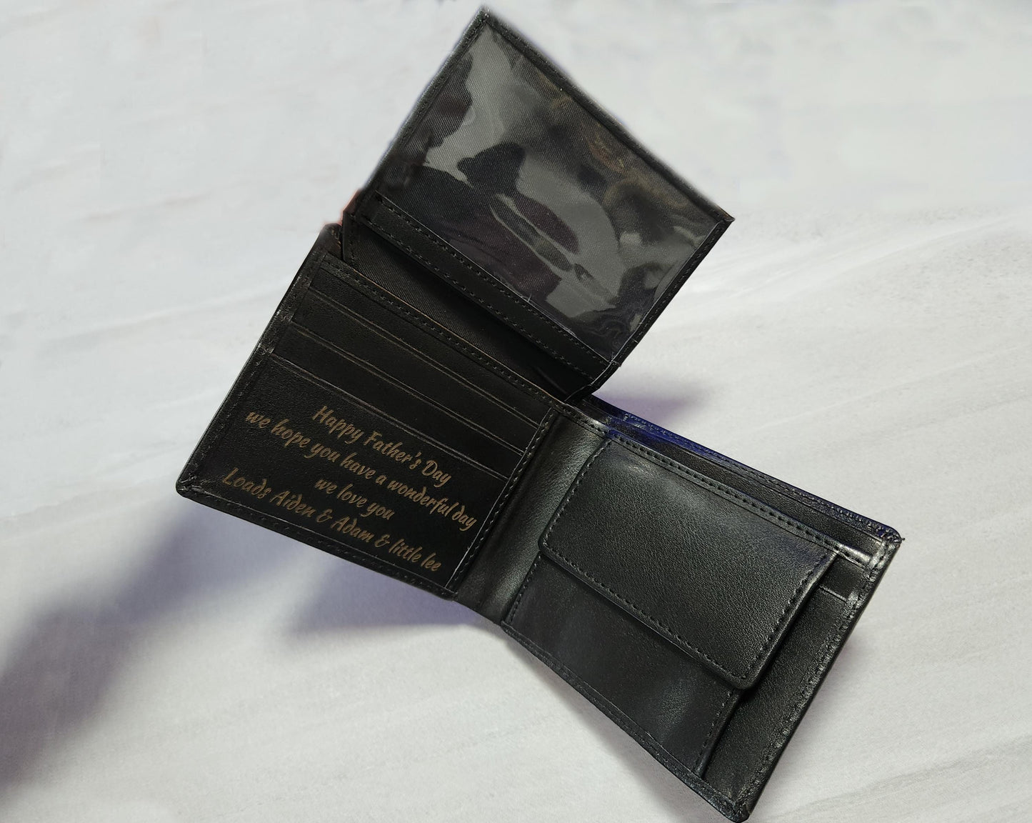Personalised Engraved Wallet – Custom Black Leather Gift for Dad, Grandad, Husband, Birthday, Father’s Day, Christmas, Anniversary