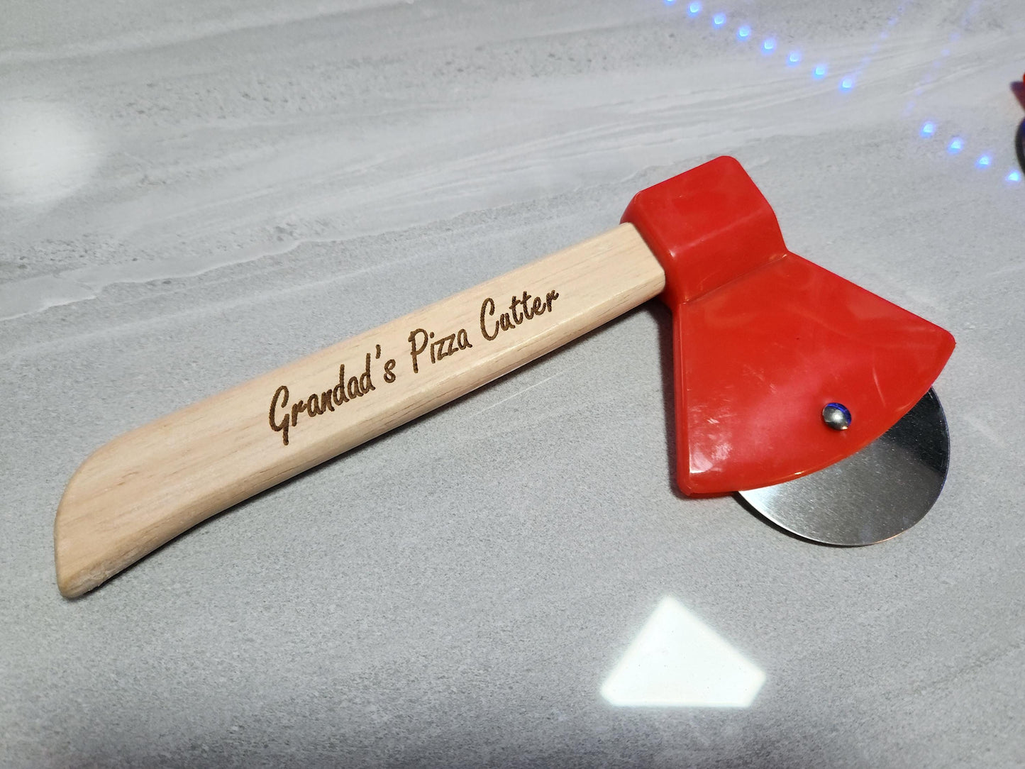Personalized Pizza Cutter: Engraved Wood Handle, Custom Kitchen Tool