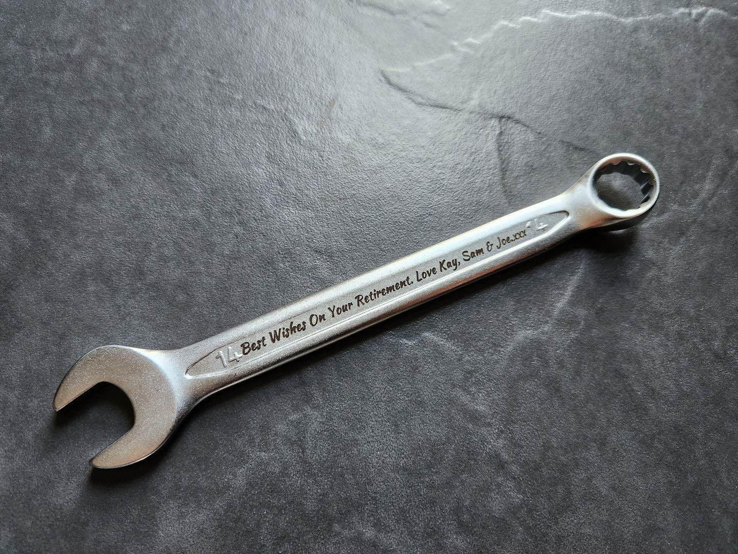 Personalised Engraved Combination Steel Spanner Key - Unique Birthday, Anniversary, Retirement, Wedding, Graduation, Christmas Gift Idea