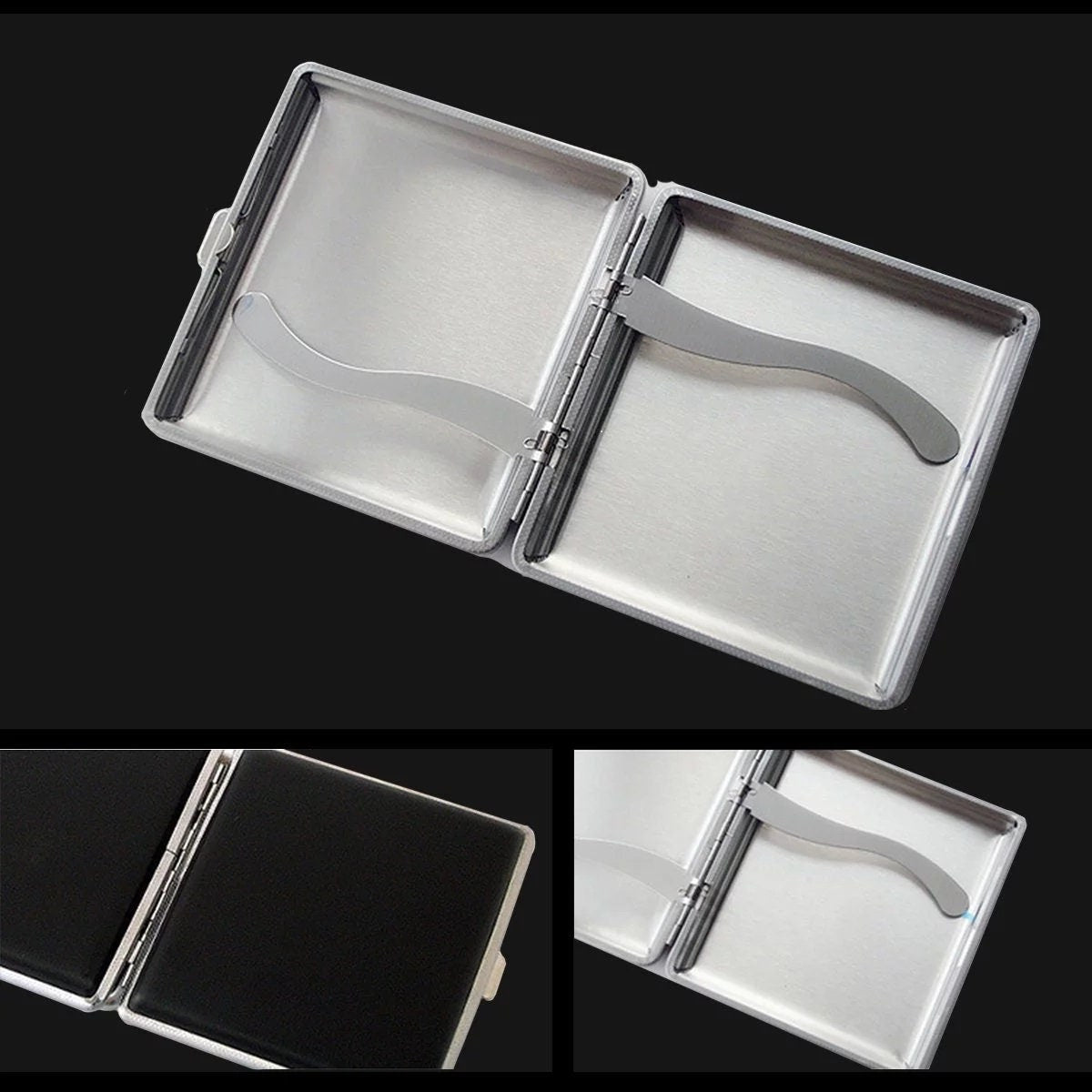 Laser Engraved Tobacco 20 Cigarette Black Tin Case Leather Personalised Gift Unusual