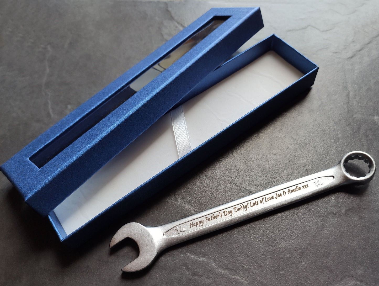 Personalised Engraved Combination Steel Spanner Key - Unique Birthday, Anniversary, Retirement, Wedding, Graduation, Christmas Gift Idea