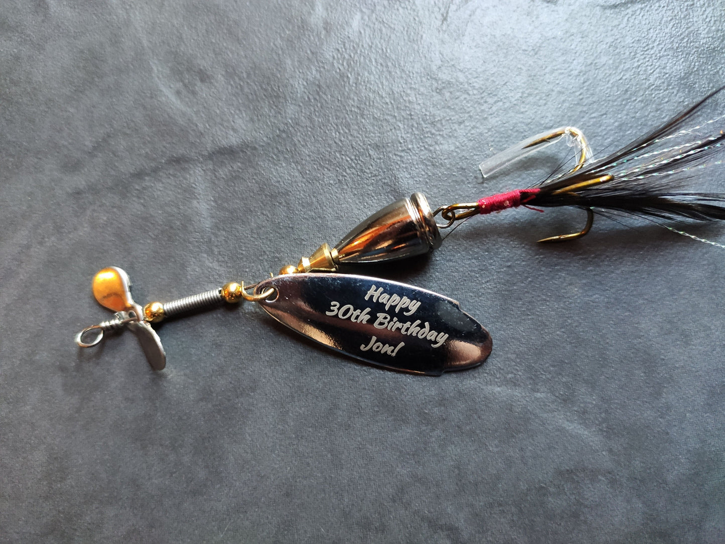 Personalised Laser Engraved Custom Text fishing spoon spinner Lure metal fishing bait