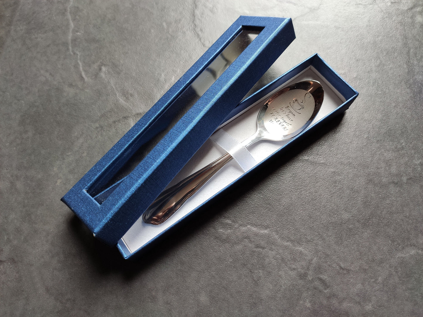 Personalised Custom Engraved Tea Coffee Spoon Romantic Memorable Gift Anniversary Engagement Him Her