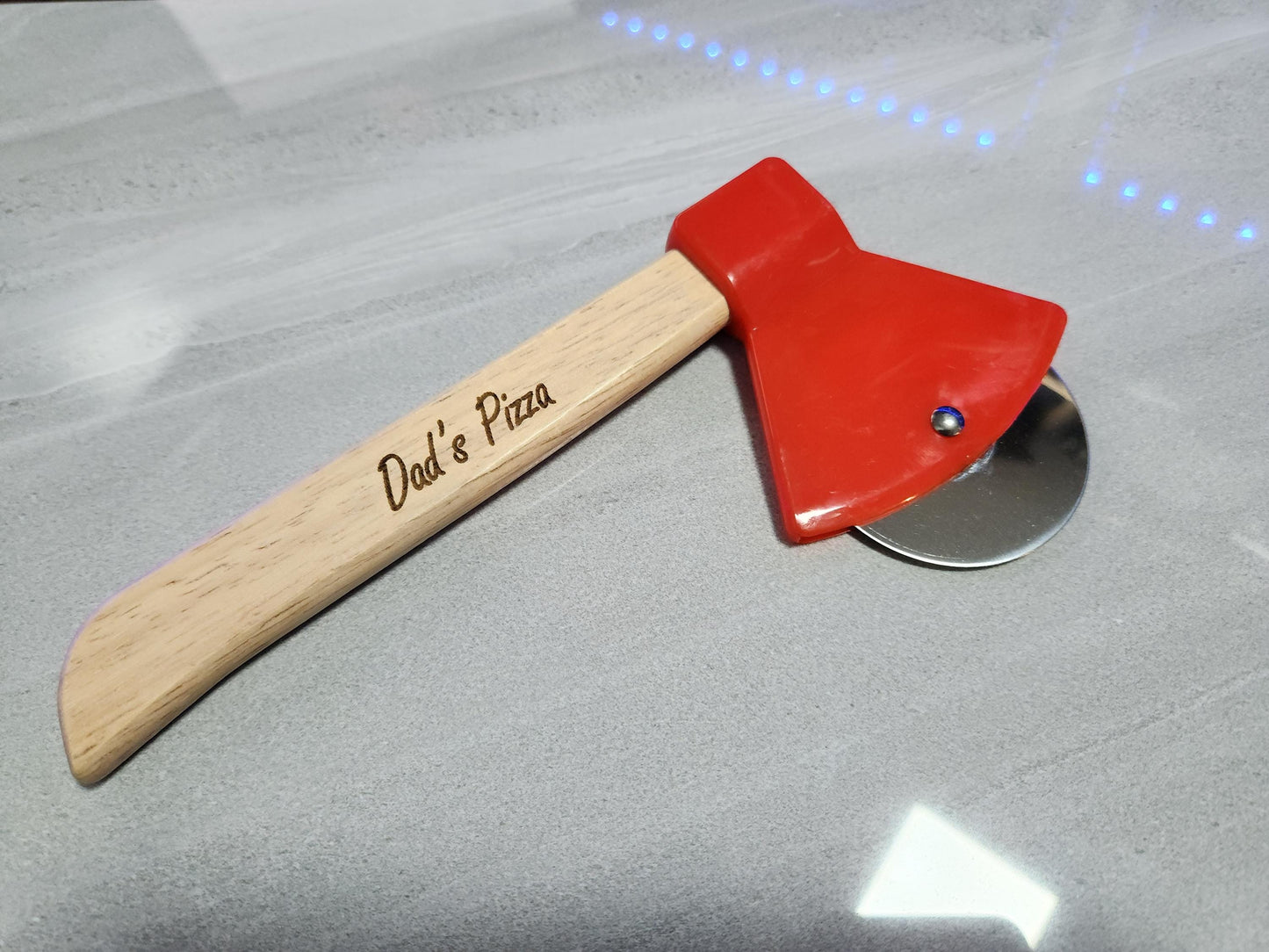 Personalized Pizza Cutter: Engraved Wood Handle, Custom Kitchen Tool