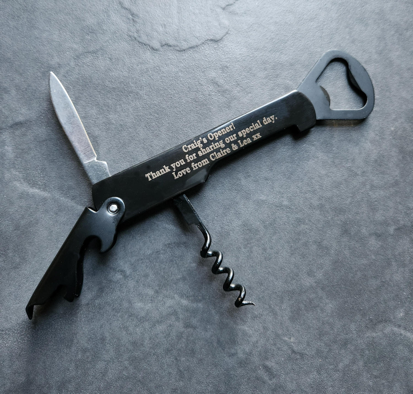 Personalised Engraved 4 in1 Stainless Steel Wine Beer Bottle Opener Corkscrew Multifunction Portable Wine Opener