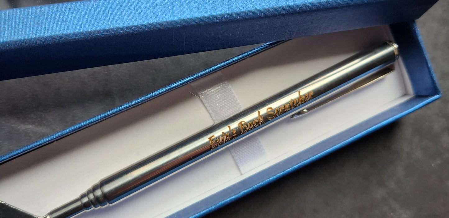 Personalised Telescopic Back Scratcher – Custom Engraved Stainless Steel Gift for Dad, Grandad, Husband, Birthday, Christmas