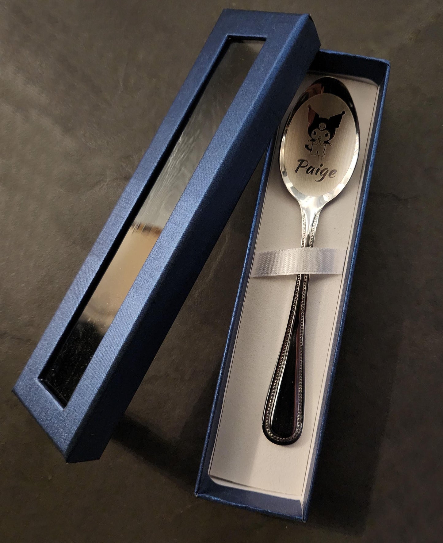 Adorable Kuromi-Themed Personalized Tea Spoon with Custom Name Engraving – Perfect for Gifts or Everyday Use