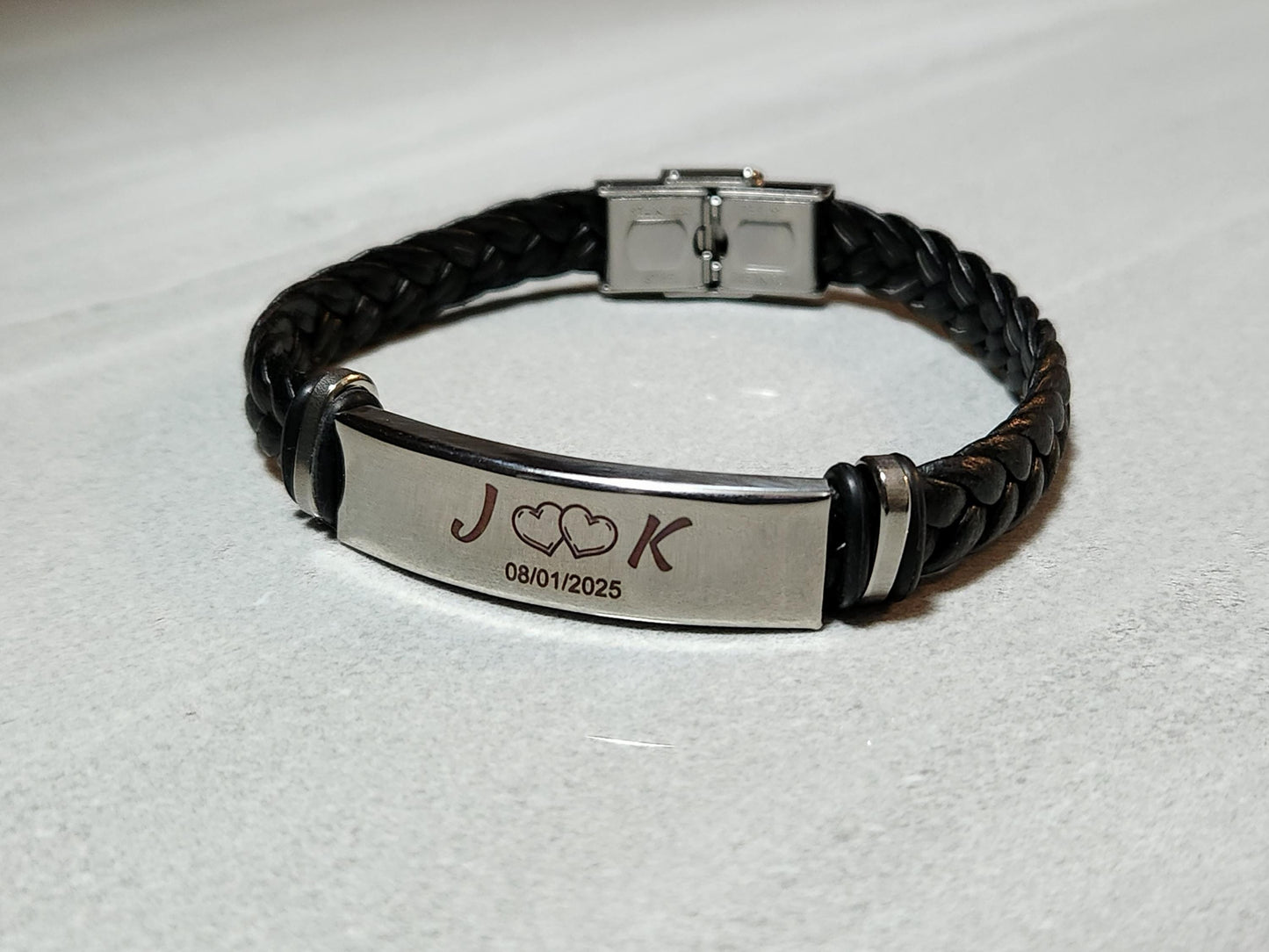 Personalised Hand Bracelet - Personalized Custom Jewelry Gift for Him Her Couples Initials Mens Birthday Wedding Anniversary Gift Friendship