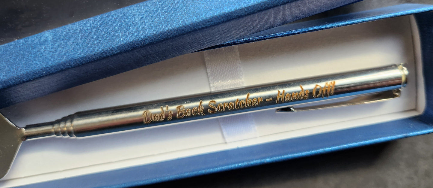Personalised Telescopic Back Scratcher – Custom Engraved Stainless Steel Gift for Dad, Grandad, Husband, Birthday, Christmas