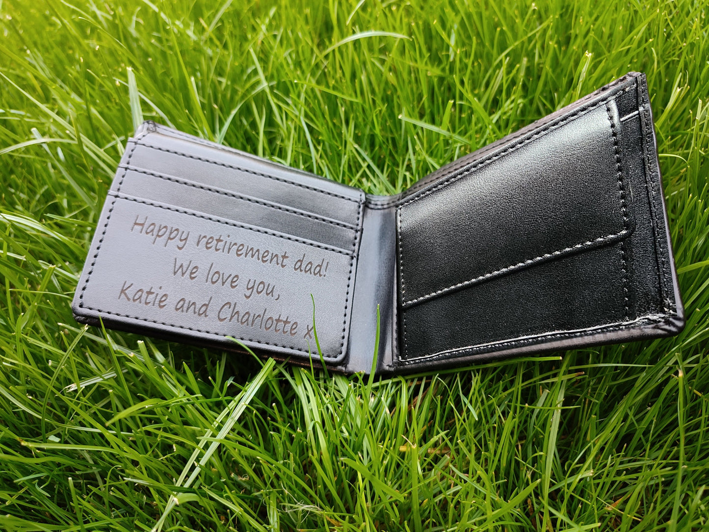 Personalised Laser Engraved Black PU Leather Wallet For Men - Best Custom Gift
