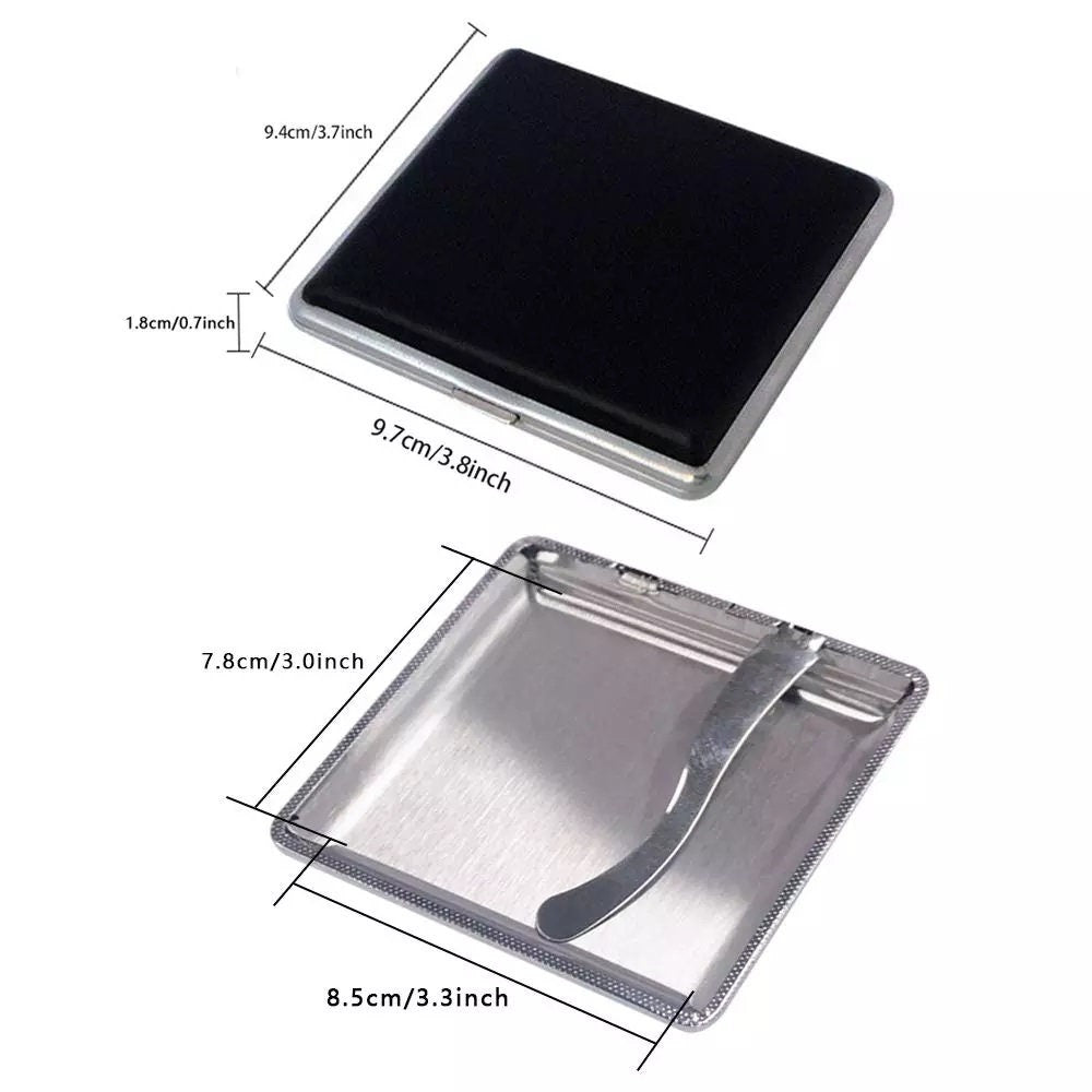 Laser Engraved Tobacco 20 Cigarette Black Tin Case Leather Personalised Gift Unusual