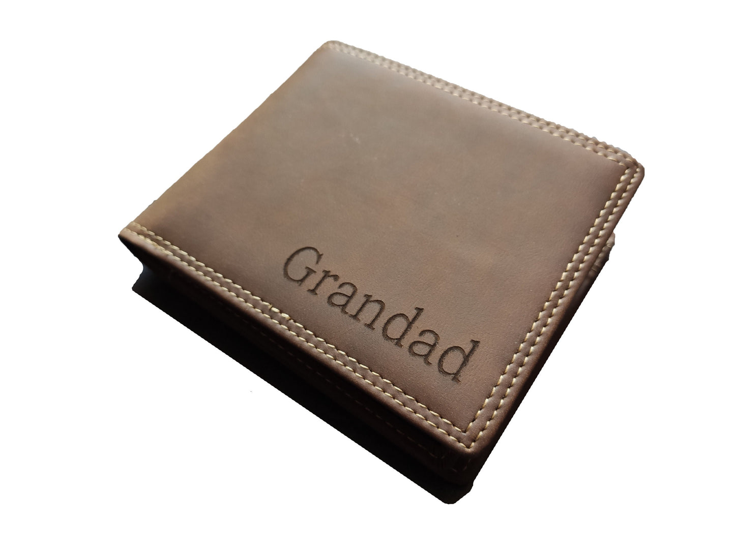 Personalised Laser Engraved Brown Horse Effect Leather Luxury Men Wallet