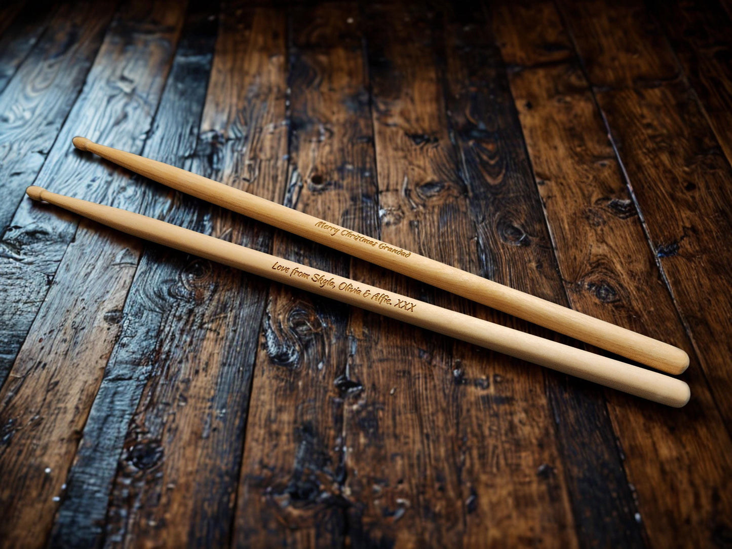 Personalised Laser Engraved Custom Drum Sticks 5A Size - Classic Maple Wood DrumSticks - Drumming Gifts - Custom Gift Musician
