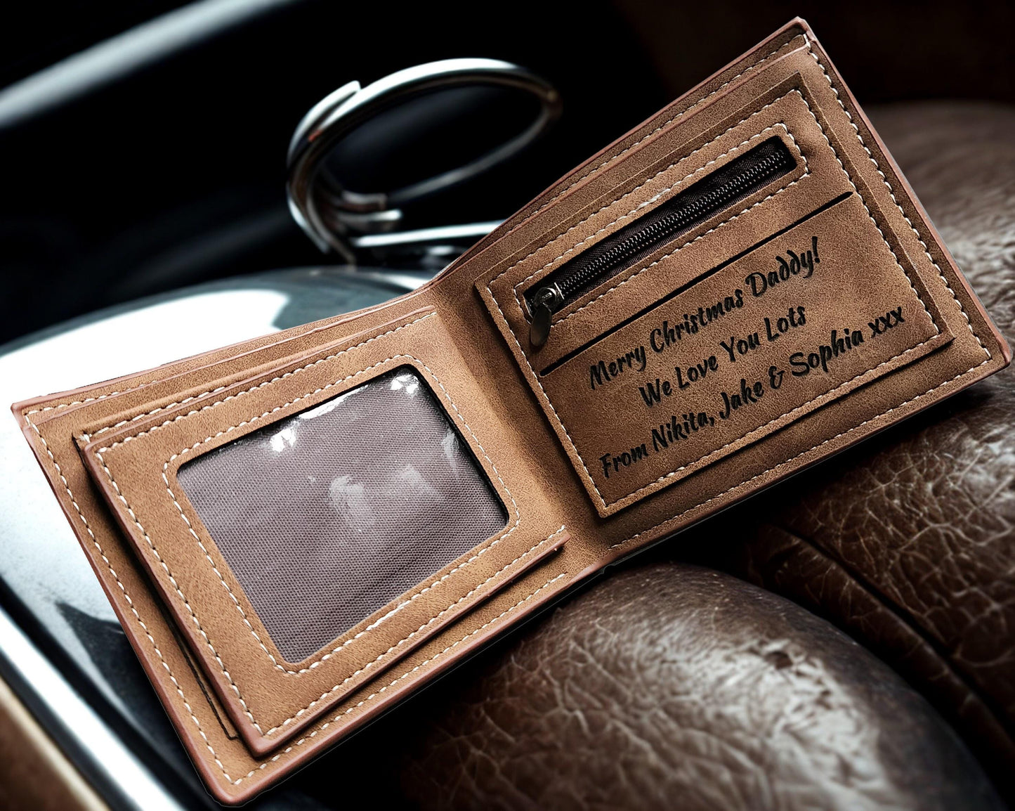 Personalised Photo Wallet With Coin Pocket Best Gift for Men Dad Daddy Grandad Husband Boyfriend Birthday Anniversary Vegan Leather