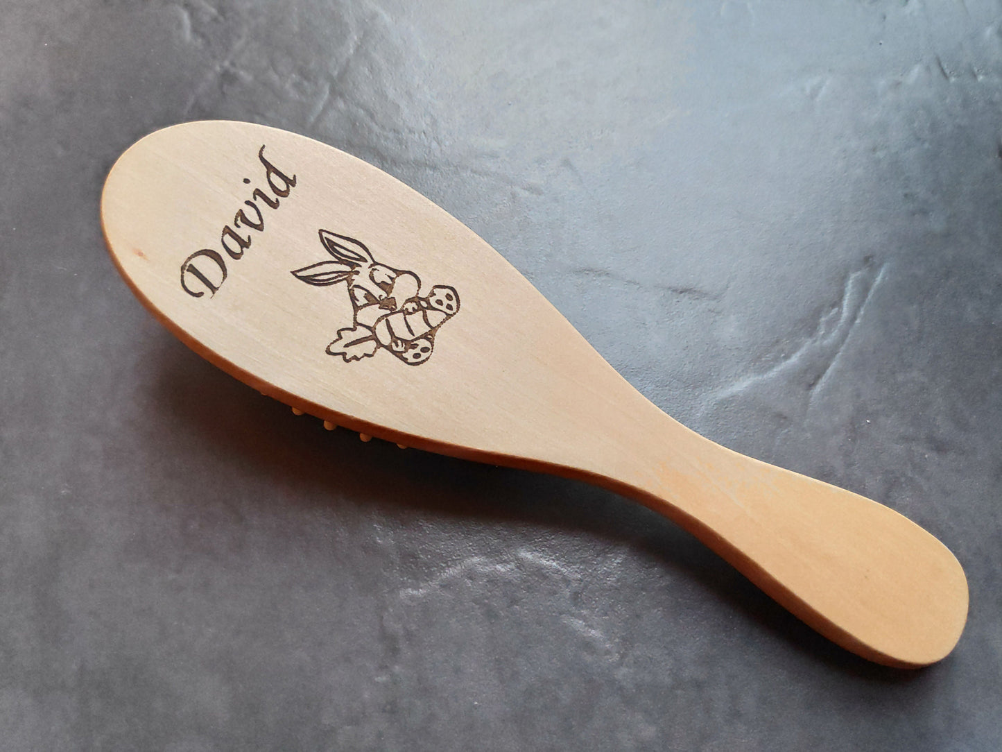 Laser Engraved Personalised Wooden Hair Brush Comb Baby Shower Gift Unicorn