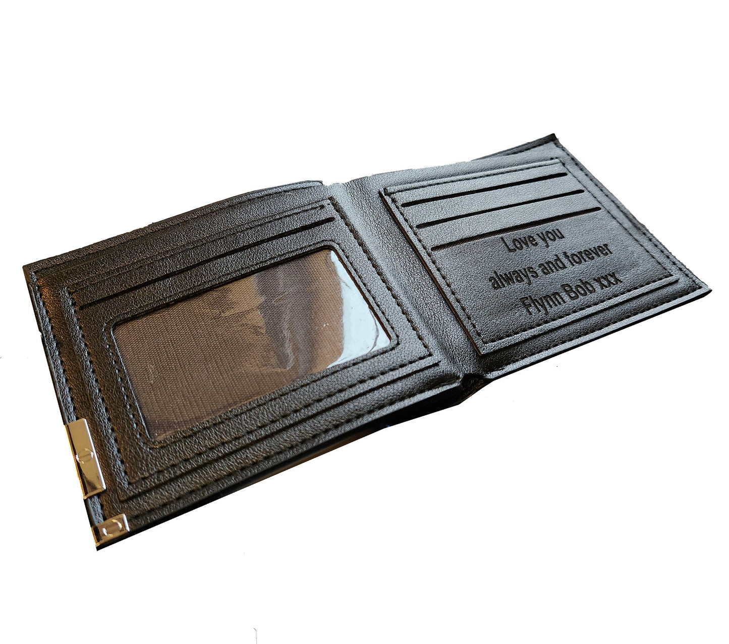 Personalized Custom Engraved Black Leather PU Wallet - Fathers Day, Grandad, Grumps, Daddy, Dad, Birthday, Anniversary Unique Gift