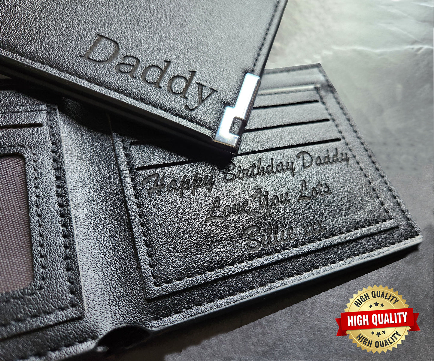 Personalised Engraved Men Custom Real Wallet Dad Grandad Surprise Gift Daddy Uncle Son - Birthday, Fathers Day, Retirement, Anniversary Gift