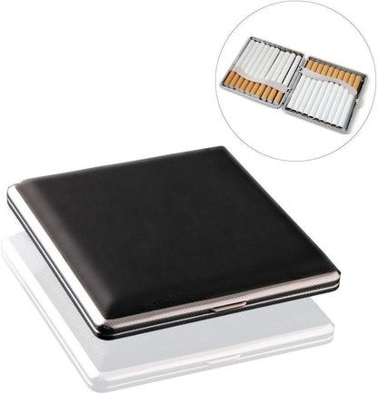 Laser Engraved Tobacco 20 Cigarette Black Tin Case Leather Personalised Gift Unusual