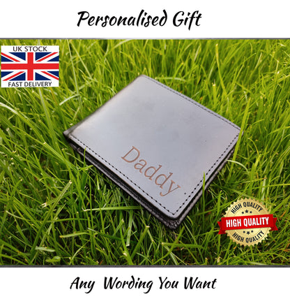 Personalised Laser Engraved Black PU Leather Wallet For Men - Best Custom Gift