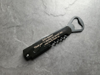 Personalised Engraved 4 in1 Stainless Steel Wine Beer Bottle Opener Corkscrew Multifunction Portable Wine Opener