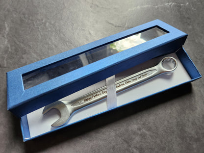 Personalised Engraved Combination Steel Spanner Key - Unique Birthday, Anniversary, Retirement, Wedding, Graduation, Christmas Gift Idea