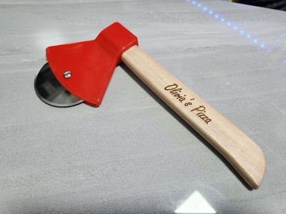 Personalized Pizza Cutter: Engraved Wood Handle, Custom Kitchen Tool
