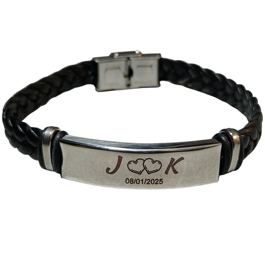 Personalised Hand Bracelet - Personalized Custom Jewelry Gift for Him Her Couples Initials Mens Birthday Wedding Anniversary Gift Friendship