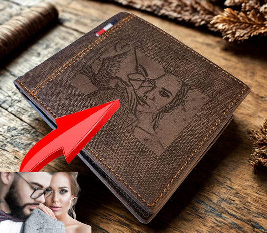 Personalized Custom Laser Engraved Photo Wallet Best Gift - Daddy, Grandad, Husband, Boyfriend, Uncle, Birthday, Wedding, Anniversary Gift
