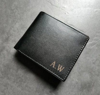 Personalised Engraved Wallet – Custom Black Leather Gift for Dad, Grandad, Husband, Birthday, Father’s Day, Christmas, Anniversary
