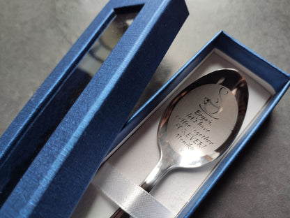 Personalised Custom Engraved Tea Coffee Spoon Romantic Memorable Gift Anniversary Engagement Him Her